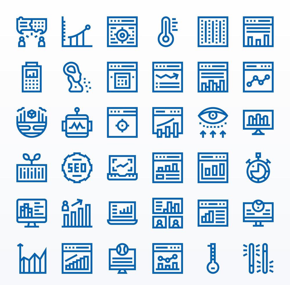 Bold Line Display Perfect Icons from Analytics Set with 36 Retina Ready Icons vector