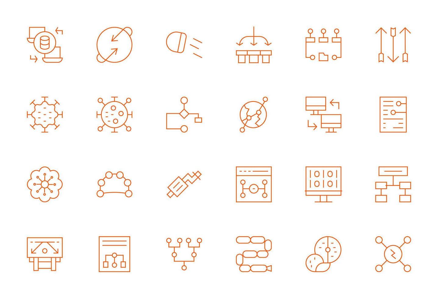 24 Editable Thin Line Icons from Data Flow Collection vector