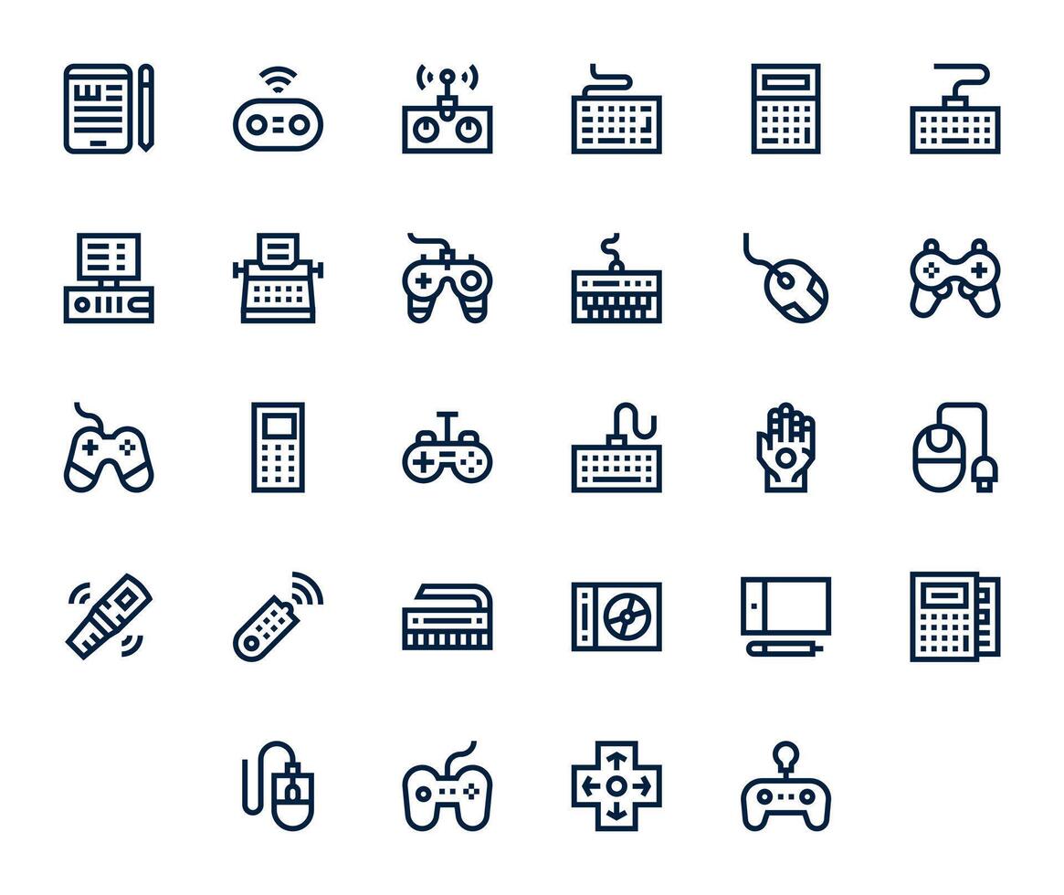 28 Icons for Input Device featuring 256x256 Display Perfect Bold Line Graphics vector