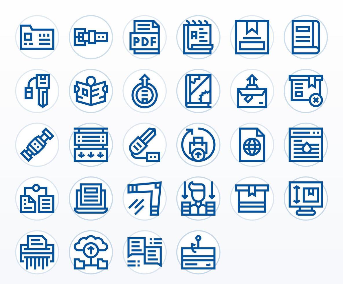Digital File featuring 28 Retina Ready Icons in Bold Line Design vector