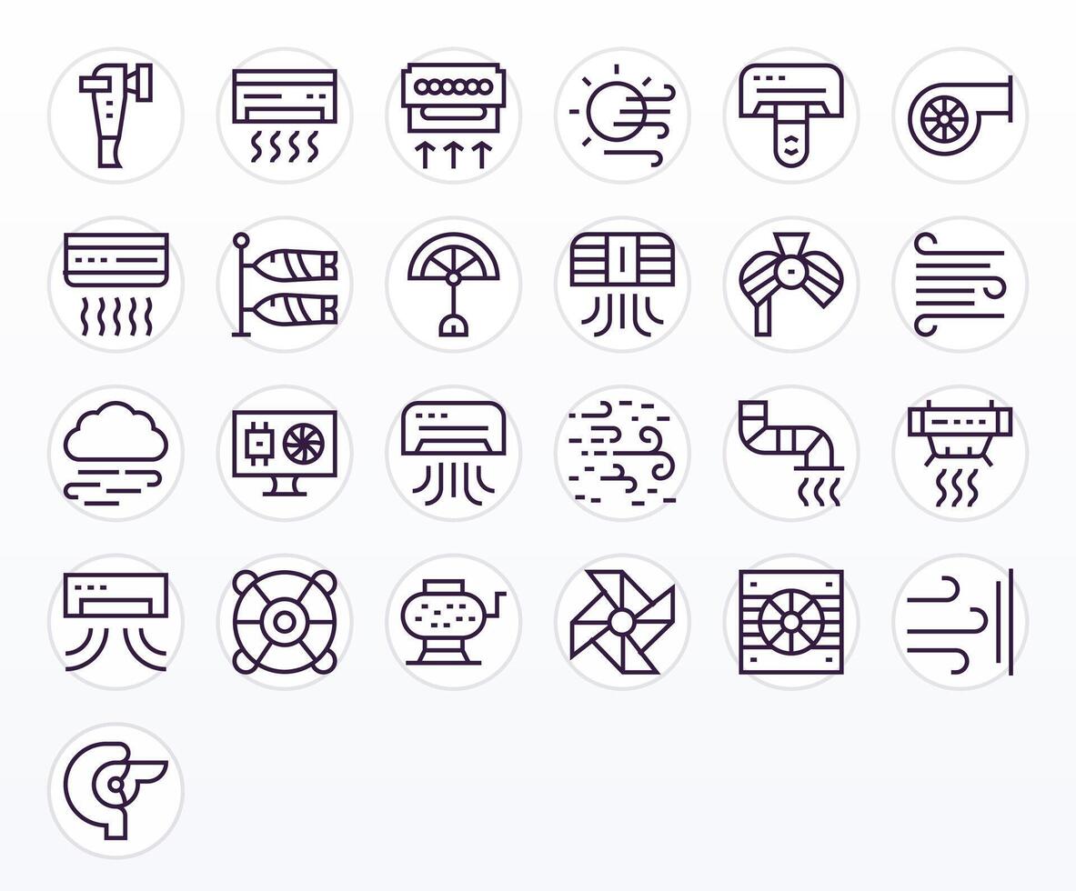 flujo de aire profesional conjunto con 25 regular línea píxel optimizado alto resolución íconos vector
