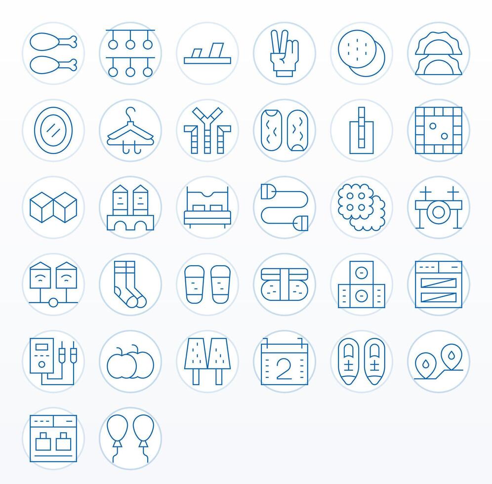 32 Thin Line Icons for Two in crisp High Resolution Detail Enhanced resolution vector