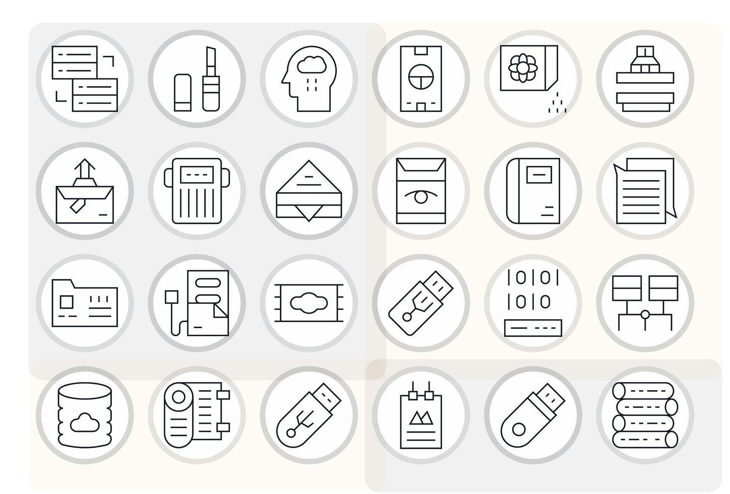 Information Storage Icon Set with 24 Thin Line 64x64 Display Perfect Graphics vector