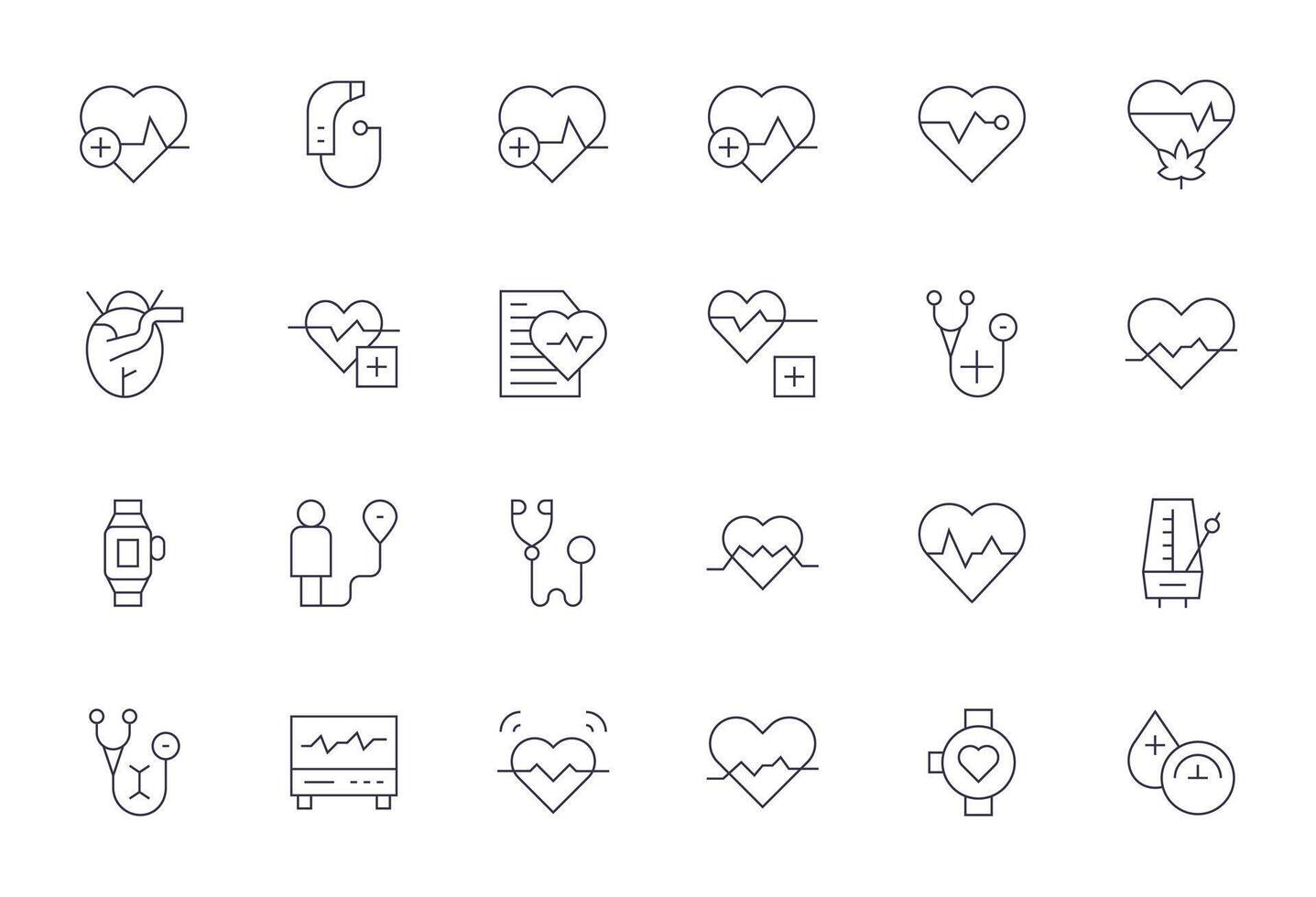 Pulse Essential Set including 24 Display Perfect Thin Line Retina Ready Icons vector