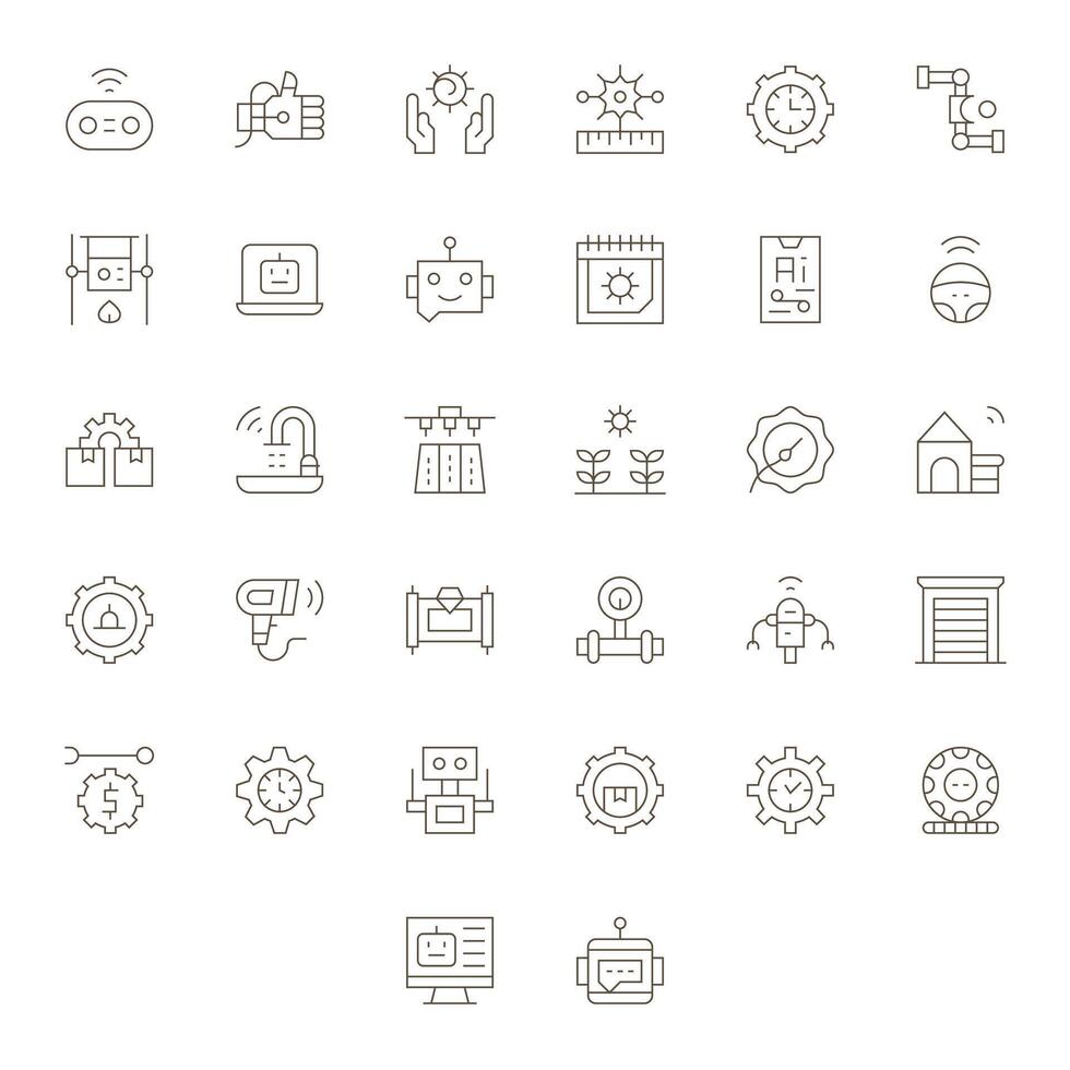 Automation Icon Arsenal with 32 256x256 Thin Line Pixel Aligned designs vector