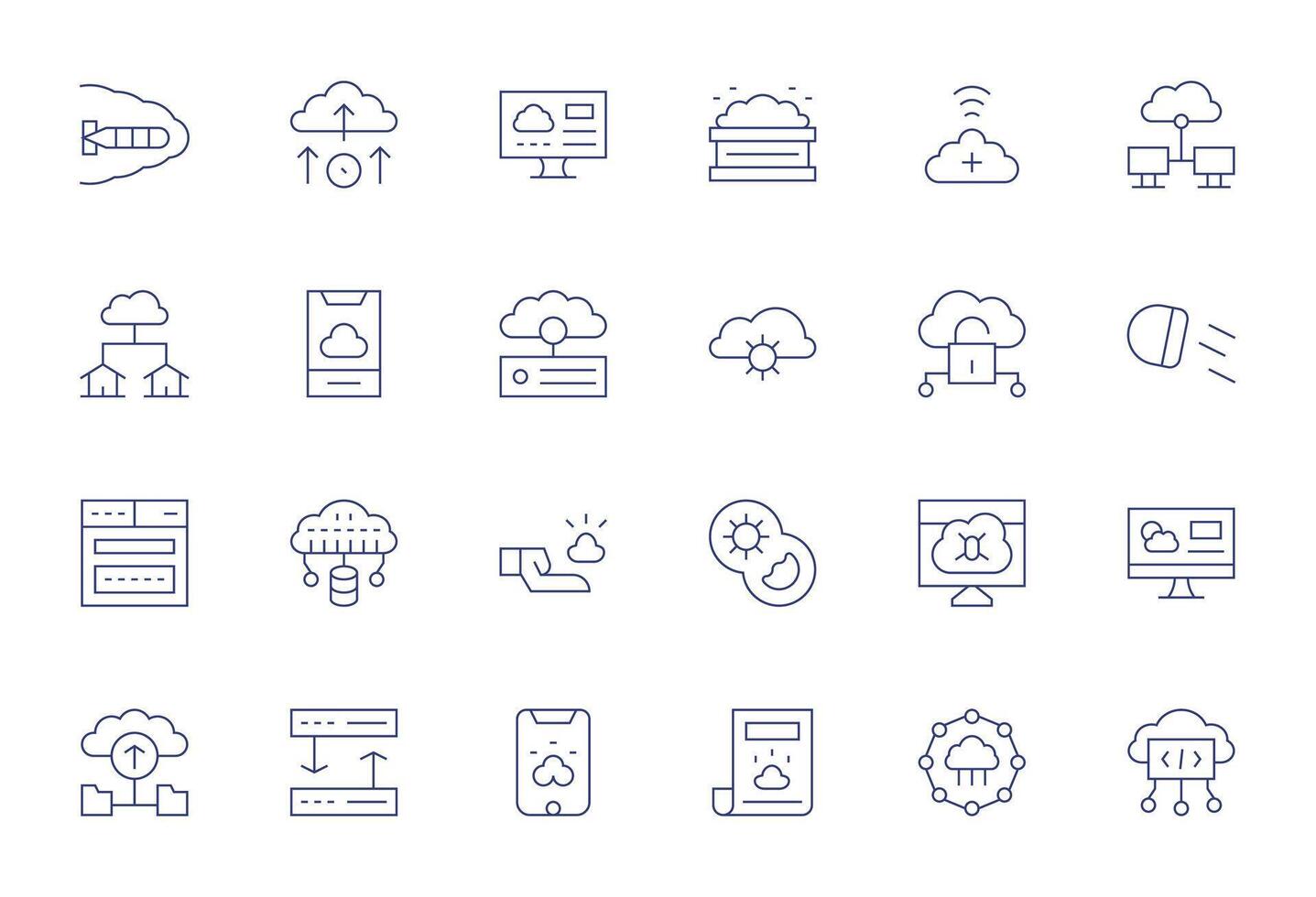Cloud Computing Icon Library with 24 Thin Line Retina Ready Display Perfect Designs vector