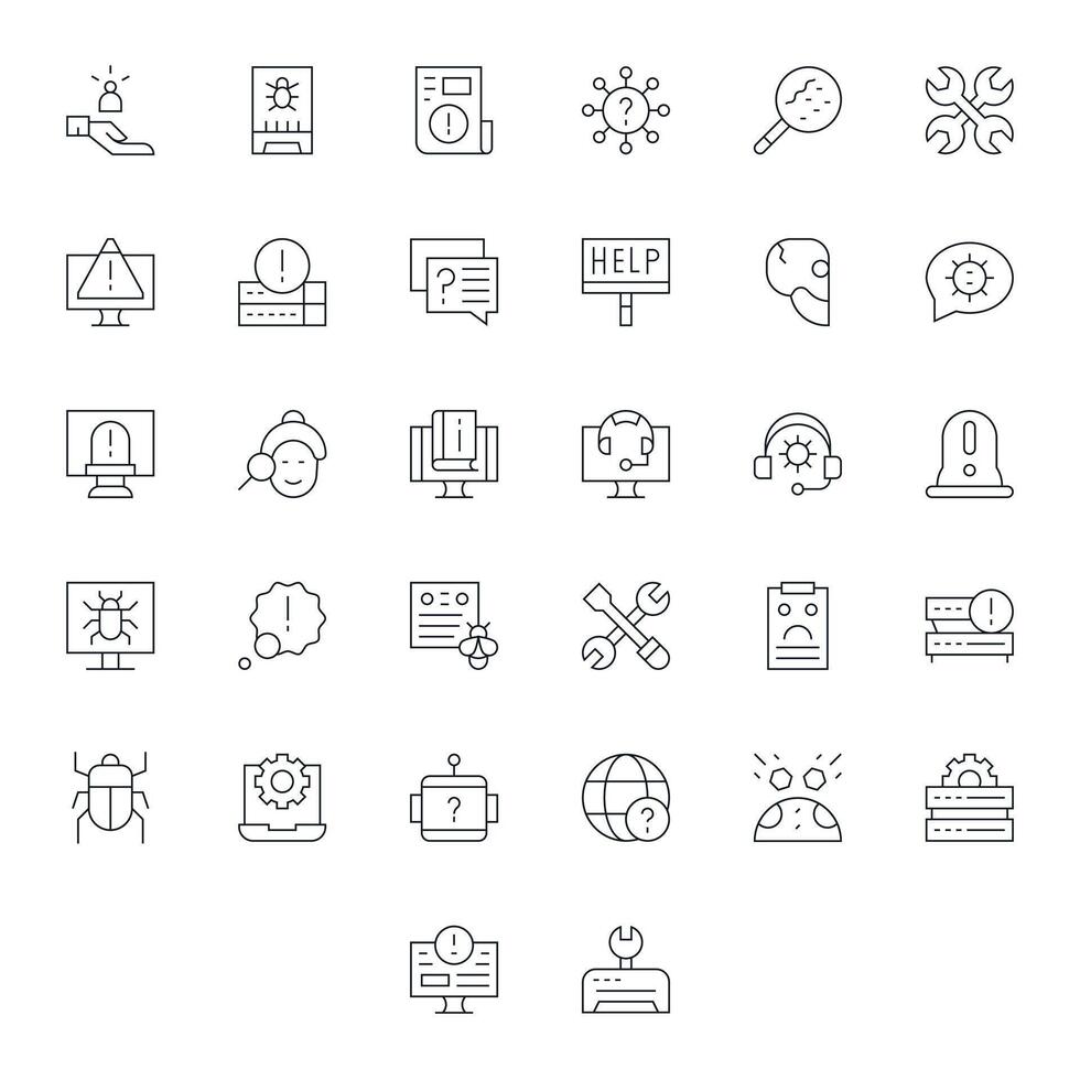 32 Display Perfect Thin Line Icons designed for Troubleshooting Interface vector