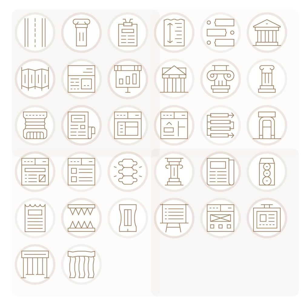 32 Thin Line Editable Icons for Column Graphics vector