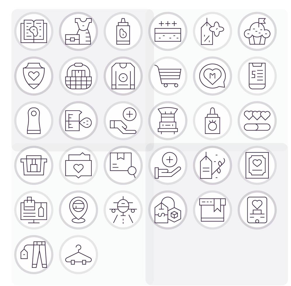 Item Premium Bundle with 32 128x128 Pixel Optimized Thin Line Icons vector