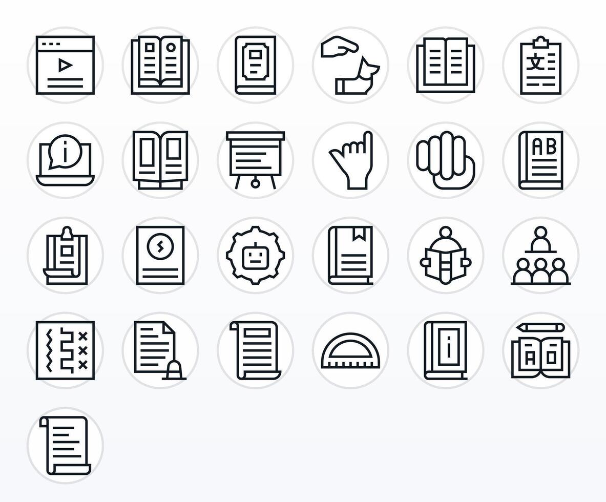 25 Pixel Aligned High Resolution Icons for Instruction in elegant Regular Line design vector