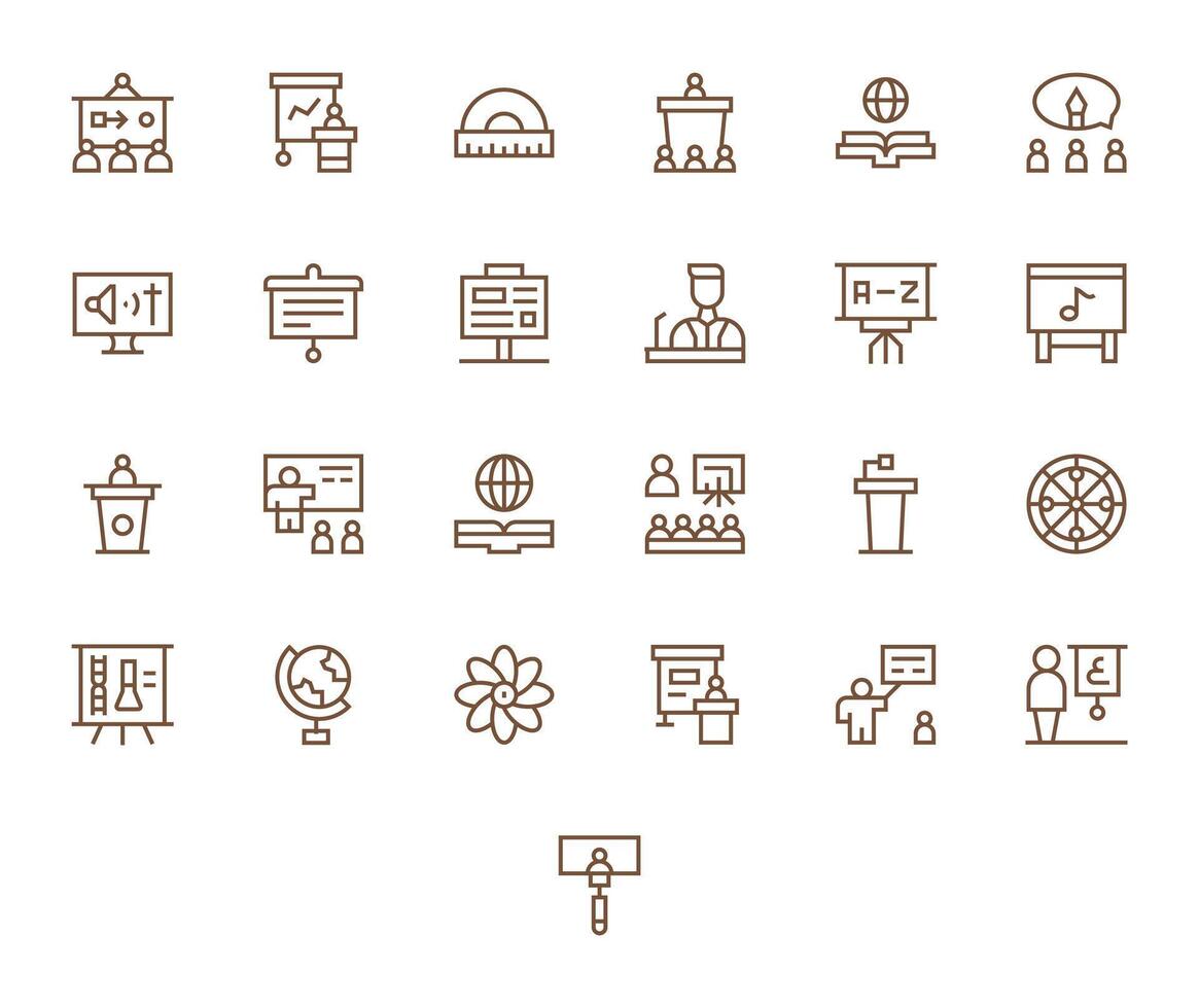 25 Icons for Teaching optimized in Pixel Optimized High Resolution Regular Line resolution vector