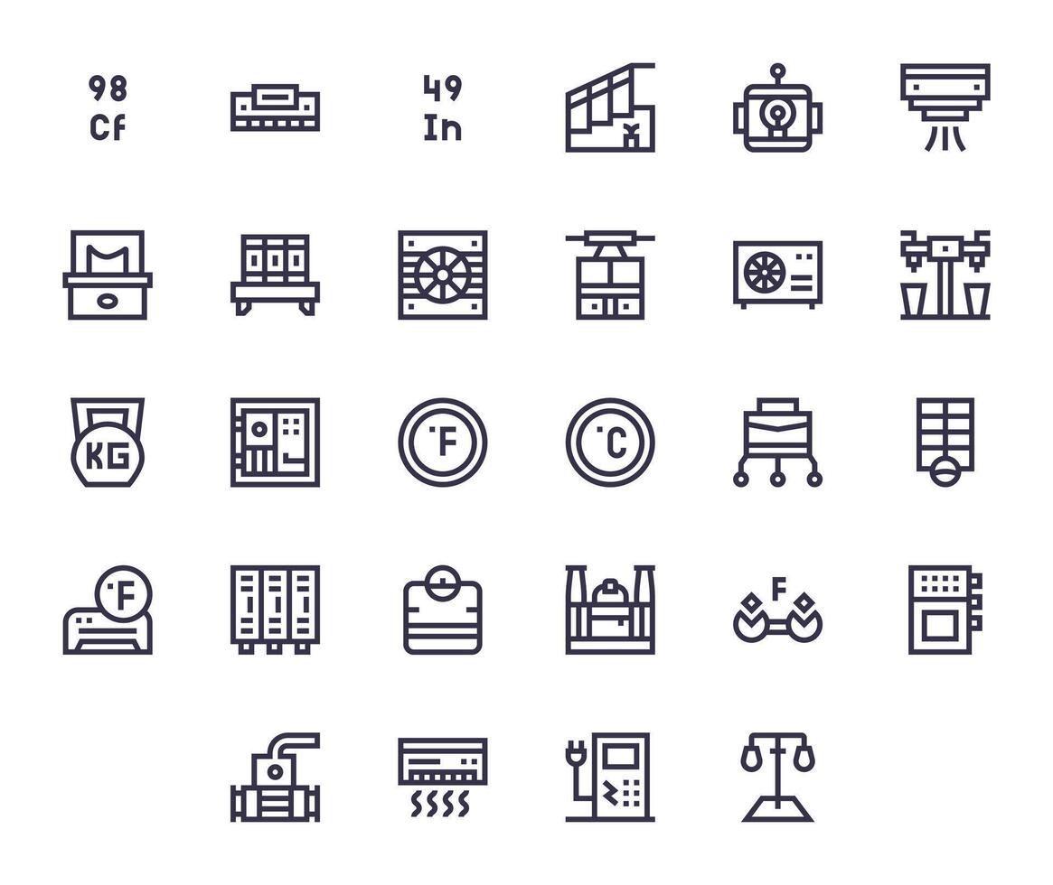 28 Bold Line Pixel Optimized Icons tailored for Unit 256x256 interface vector