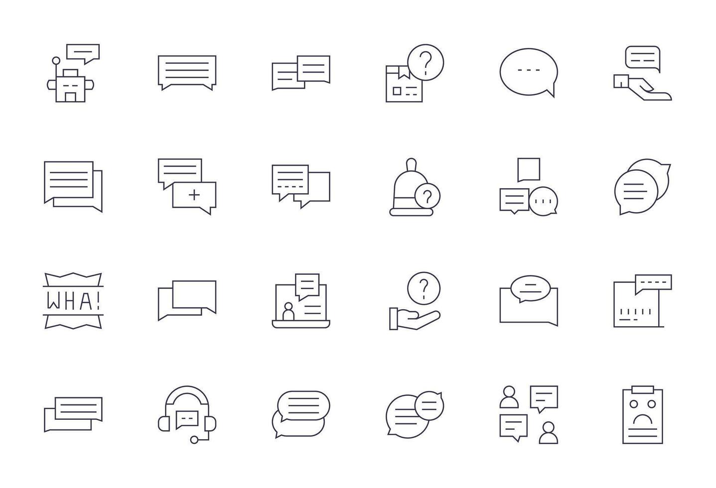 24 Thin Line Grid Fitted Icons for Support Request Graphics vector