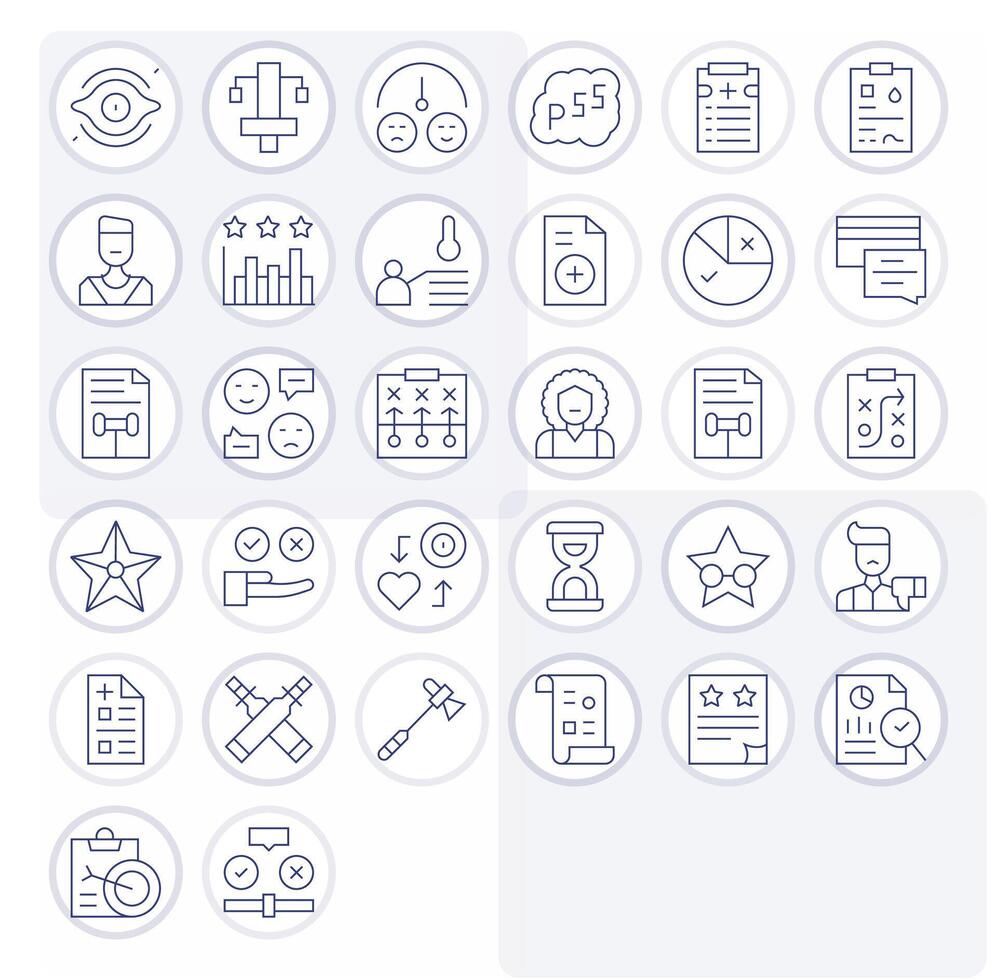 Assessment Icon Toolkit featuring 32 Grid Fitted Retina Ready Thin Line elements vector