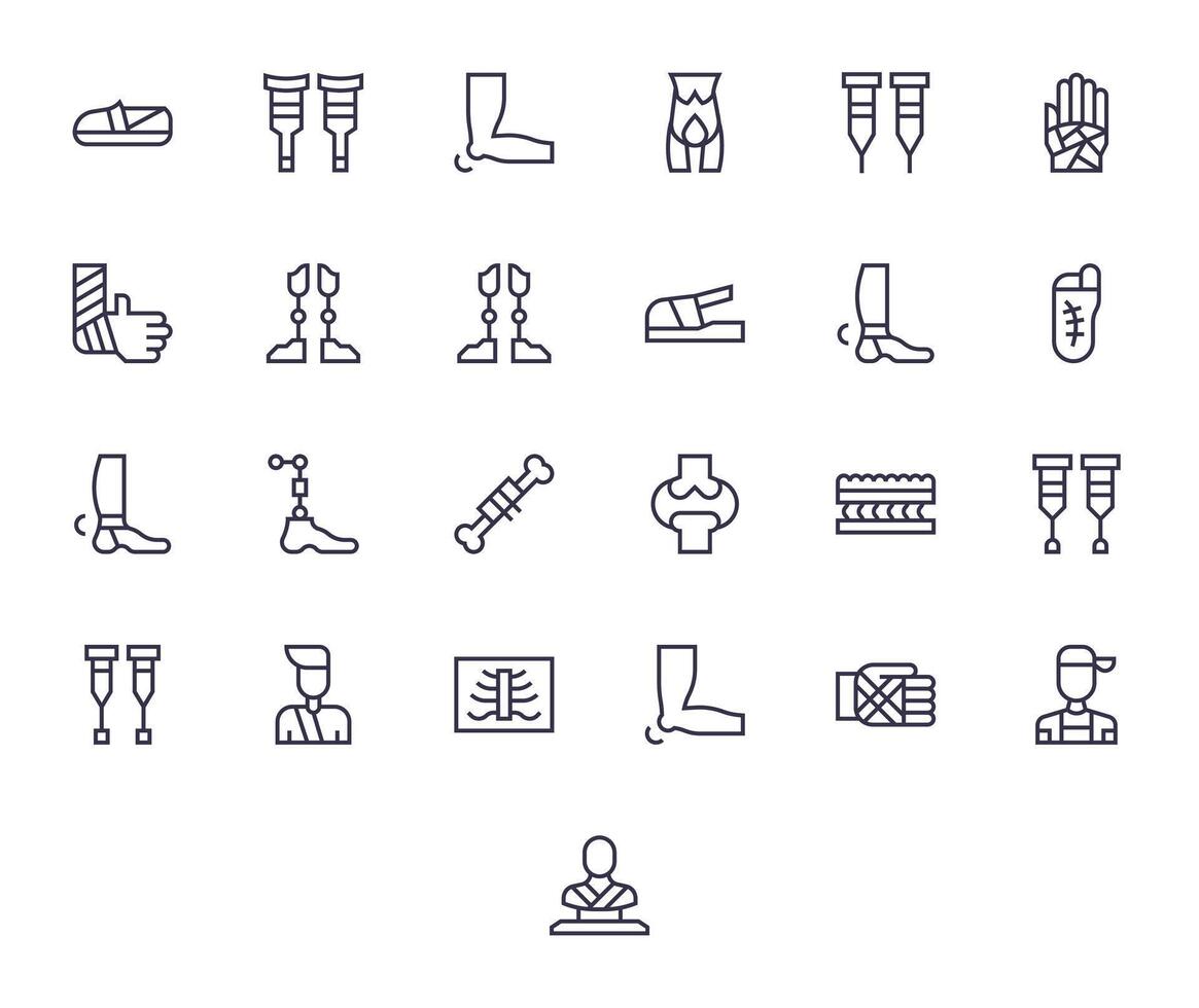 25 Regular Line Icons from Orthopedic in 128x128 Pixel Optimized Quality vector