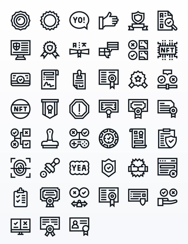 45 Icons for Validation featuring 128x128 Editable Bold Line Graphics vector