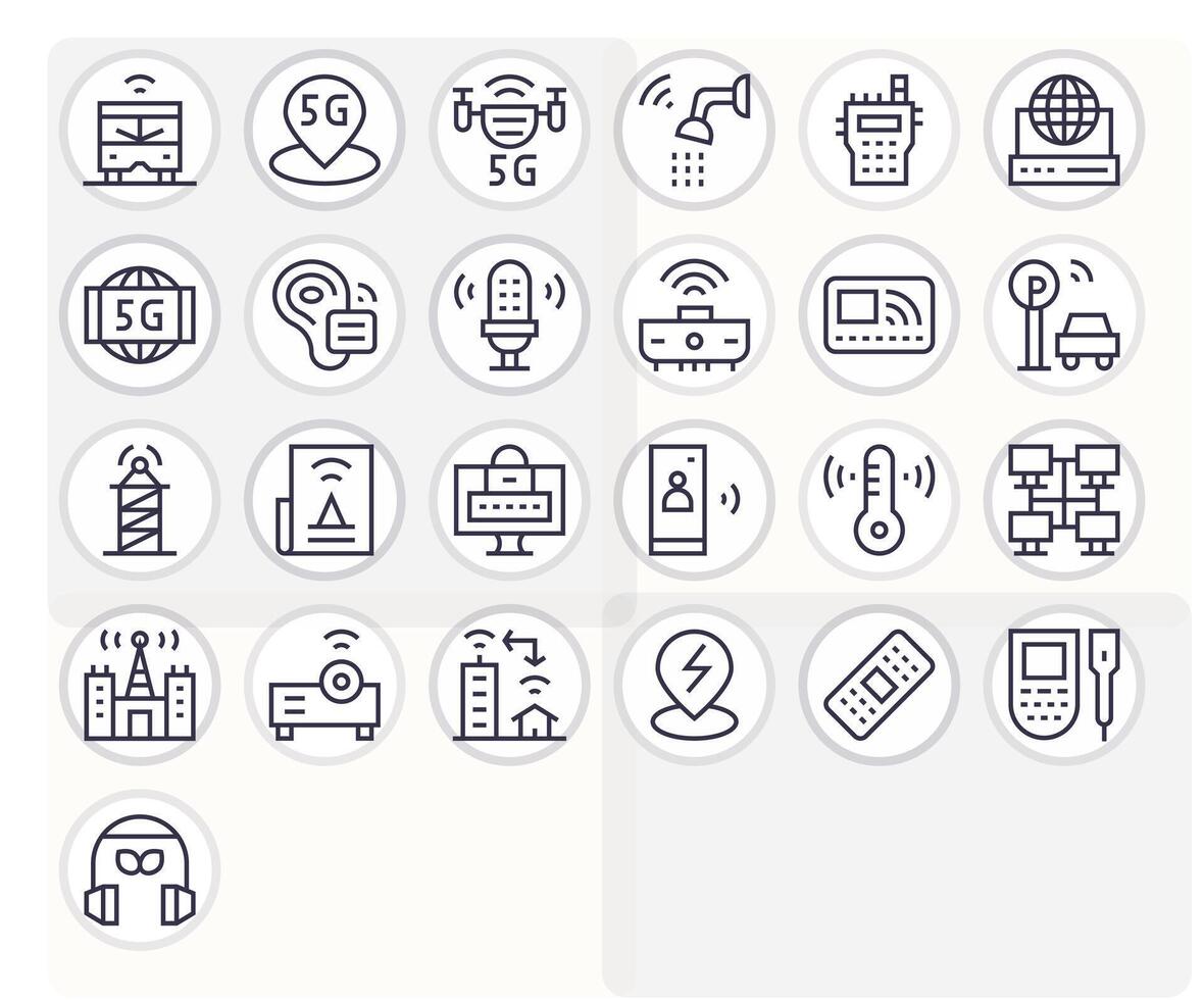 25 Icons for Wireless optimized in Detail Enhanced 256x256 Regular Line resolution vector