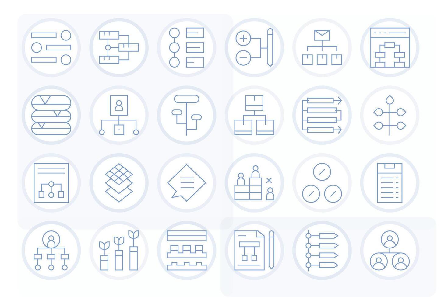 24 Pixel Optimized Icons themed around Hierarchy in 64x64 Thin Line format vector