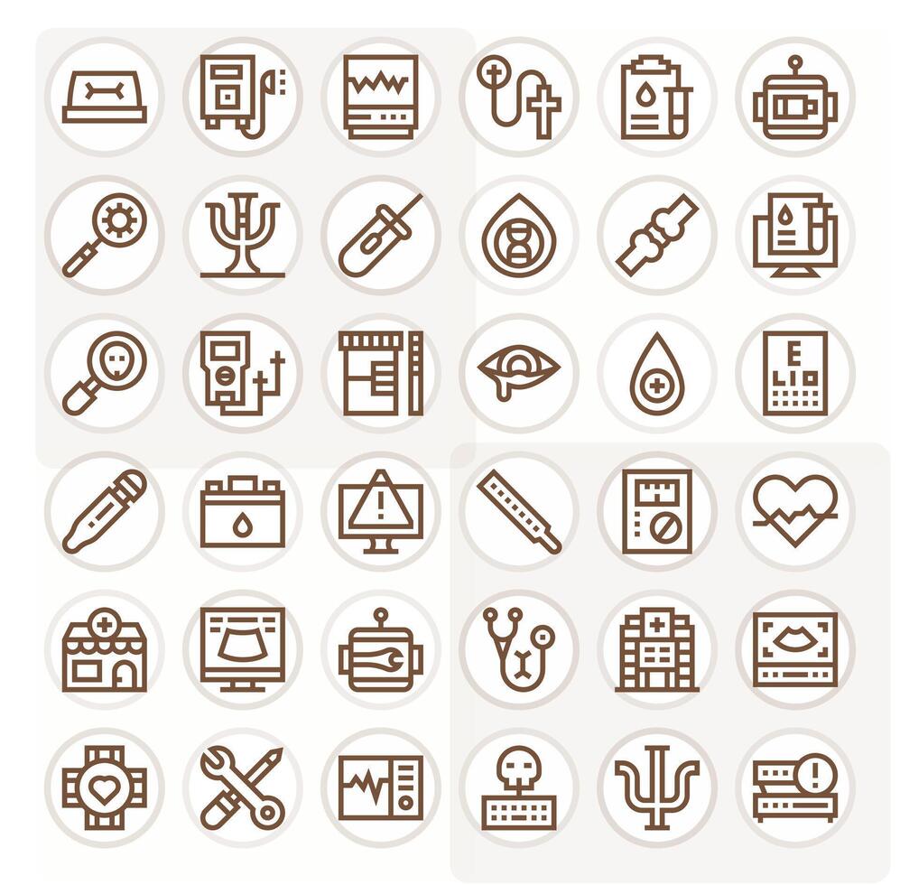 36 Bold Line Display Perfect Icons tailored for Diagnostic High Resolution interface vector