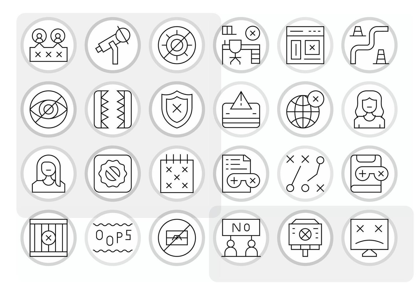 24 Icons for Blocked optimized in Display Perfect High Resolution Thin Line resolution vector