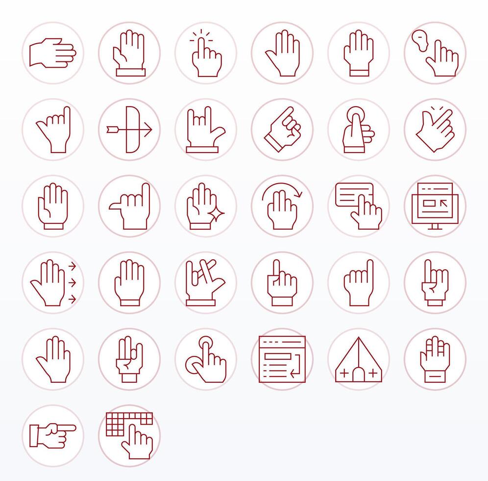 32 Display Perfect 128x128 Icons for Cursor in elegant Thin Line design vector