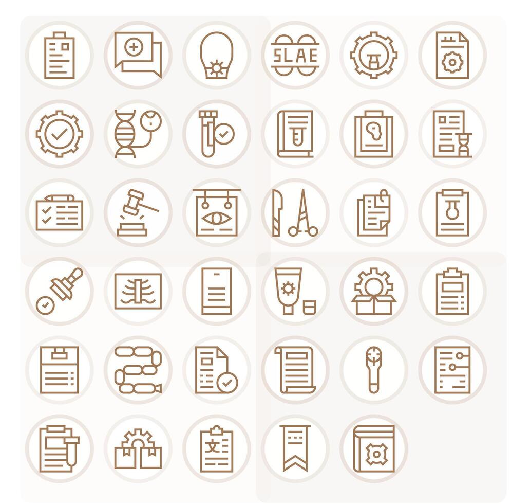 35 Icons for Procedure optimized in Editable 256x256 Regular Line resolution vector