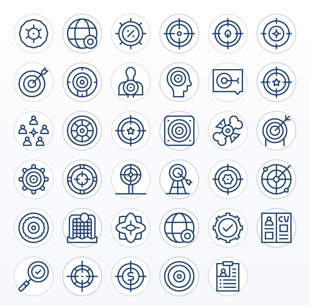 Objective Premium Bundle with 35 High Resolution PIXEL Perfect Regular Line Icons vector