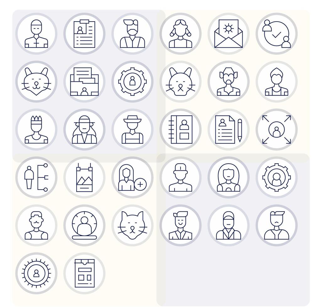 Profile Design Icons featuring 32 Editable Thin Line Style vector