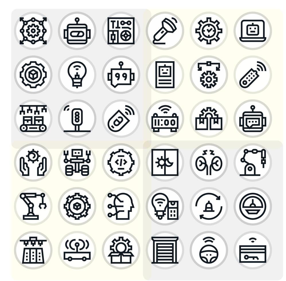 Automation Complete Package with 36 64x64 Bold Line Pixel Aligned Icons vector