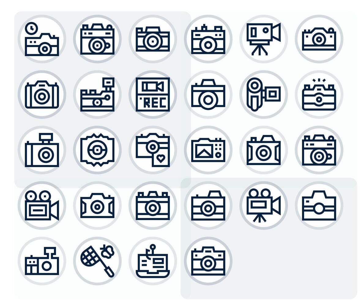 Capture Complete Package with 28 256x256 Bold Line Pixel Optimized Icons vector