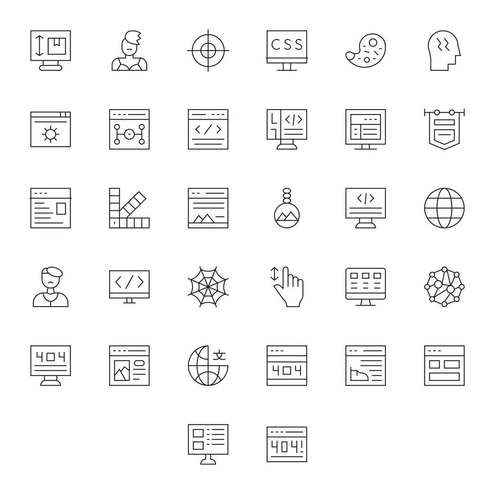 32 Thin Line PIXEL Perfect Designs for Web Design 256x256 Icons vector