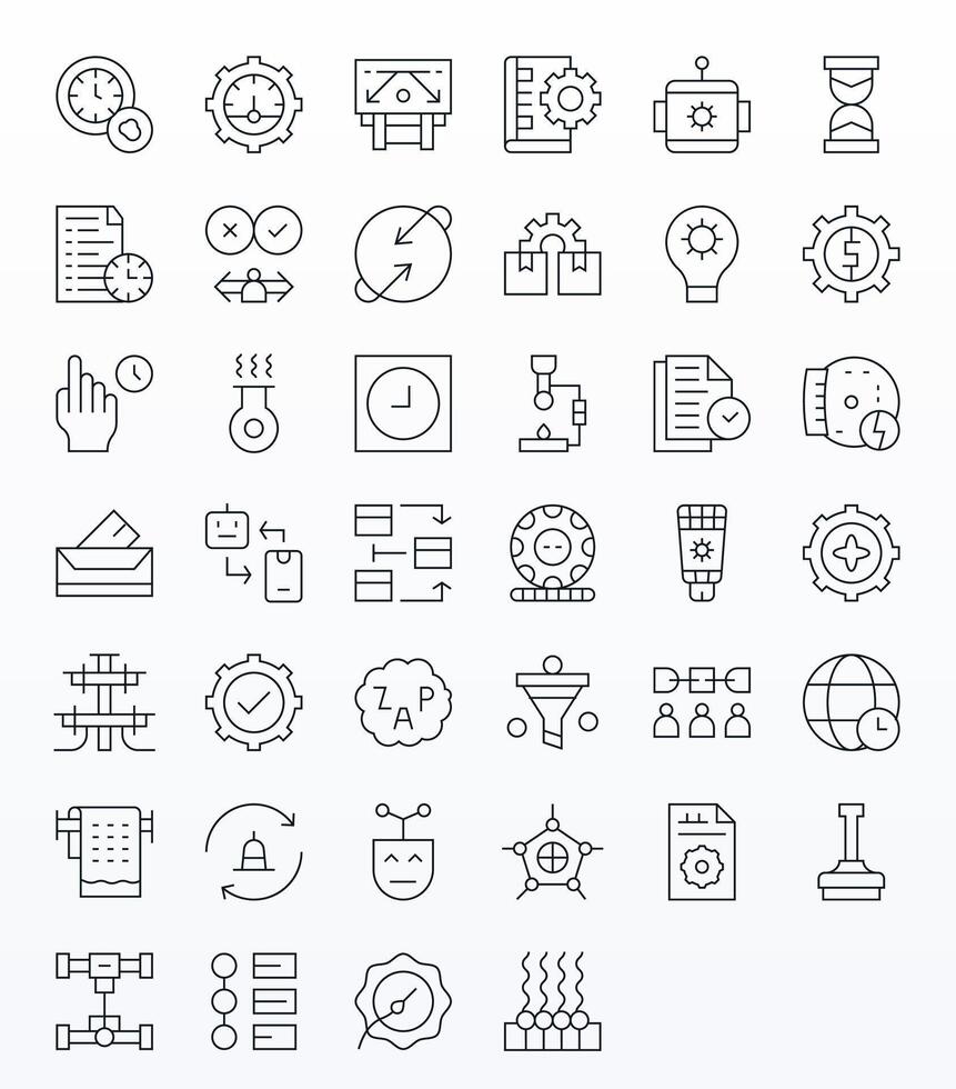 40 Thin Line Icons for Process in crisp High Resolution Grid Fitted resolution vector