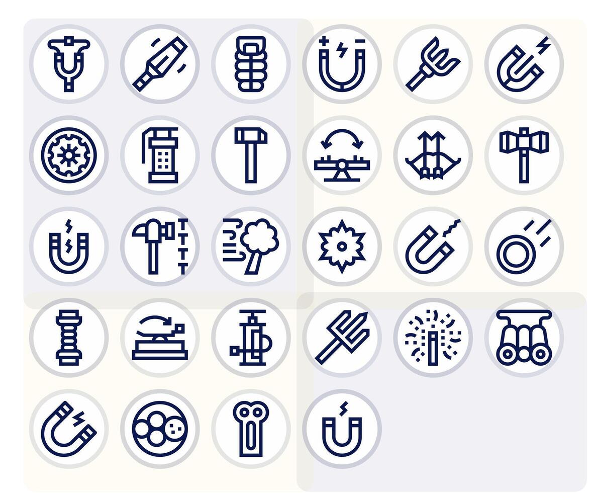 Force Visual Pack containing 28 Bold Line Pixel Optimized Icons vector