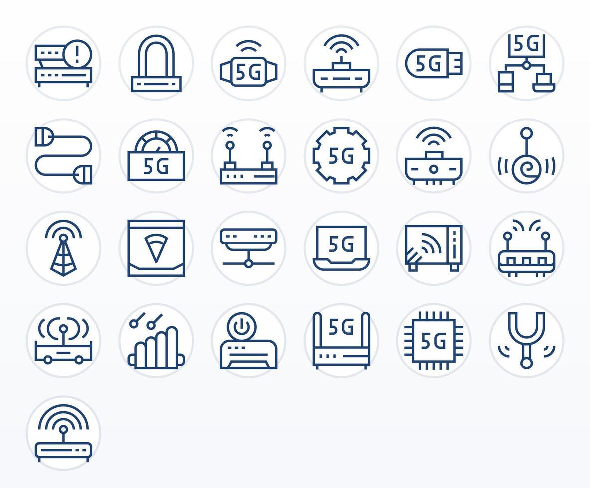 25 Icons for Modem optimized in Display Perfect 128x128 Regular Line resolution vector