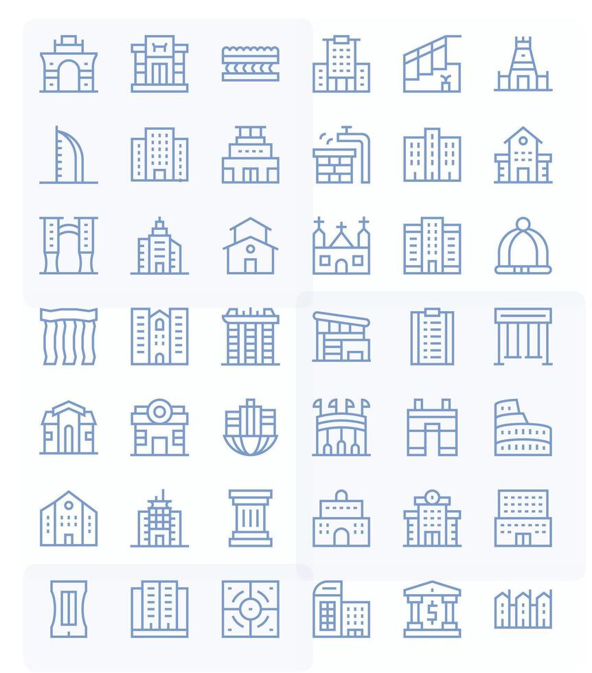 Architecture Digital Pack containing 42 Editable Regular Line 256x256 Icons vector