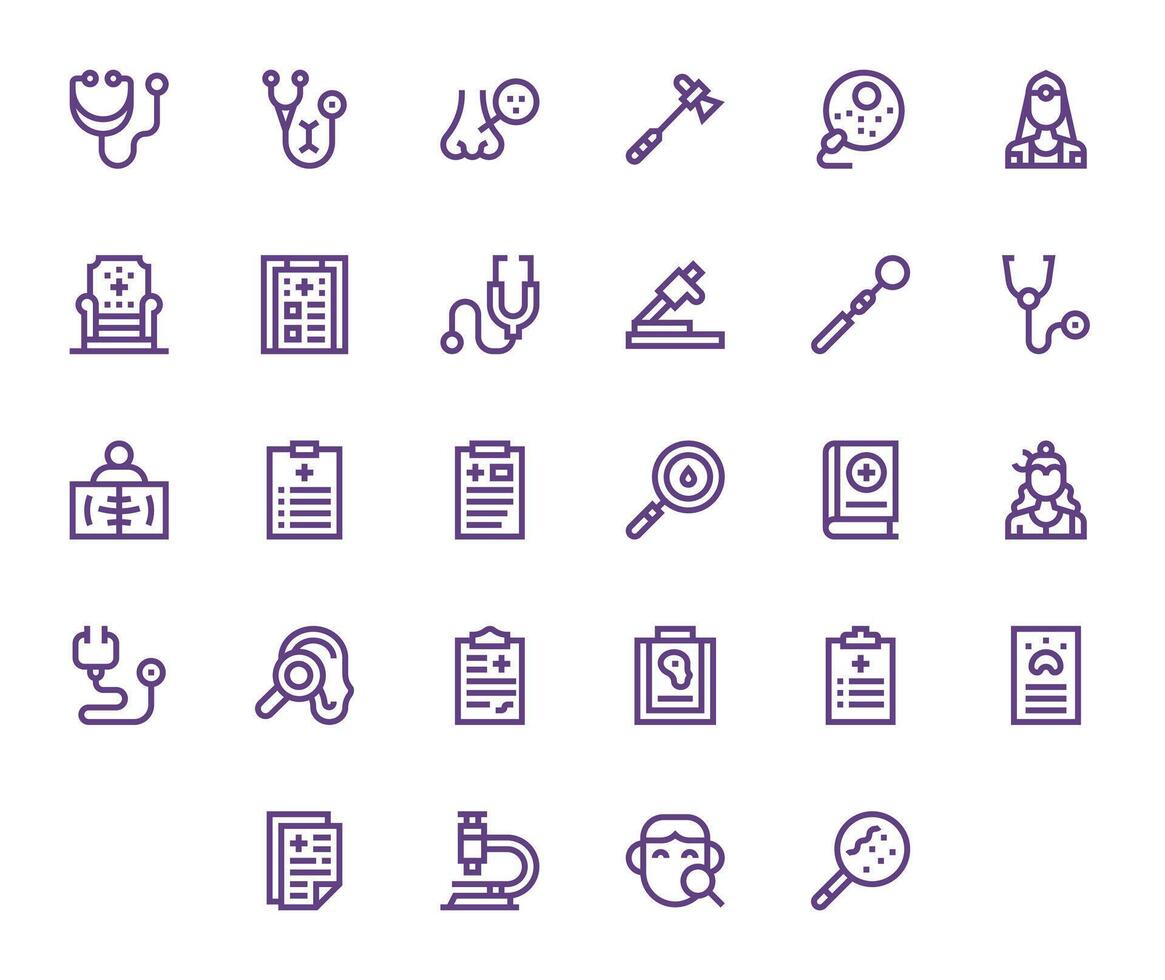 Examination Icon Set with 28 Bold Line 128x128 Pixel Aligned Graphics vector