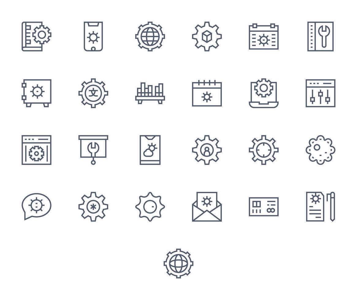 configuración icono colección presentando 25 editable alto resolución regular línea diseños vector
