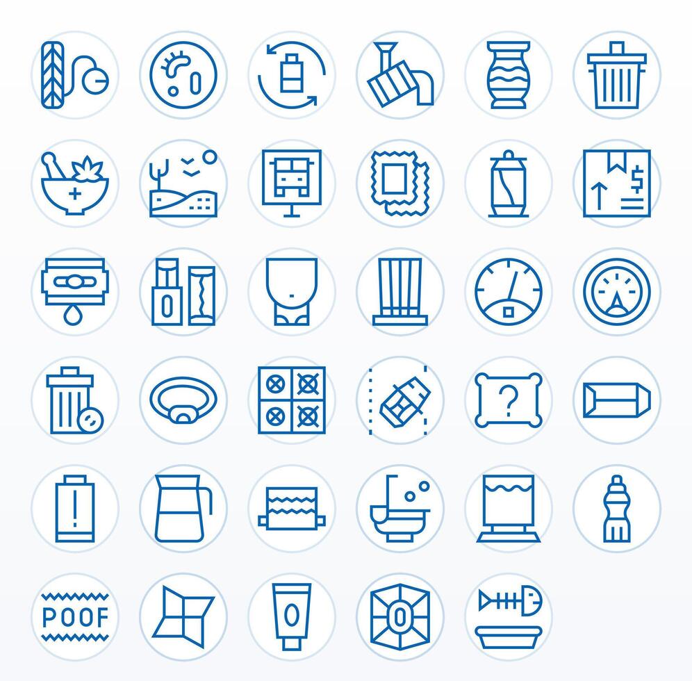 35 Regular Line Icons for Empty in crisp High Resolution Grid Fitted resolution vector