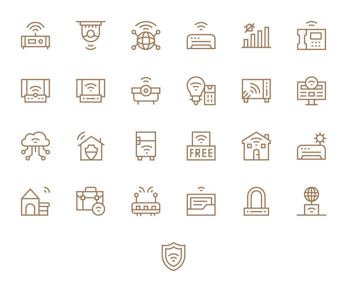 Wifi Graphics Pack including 25 Regular Line 256x256 Editable Icons vector