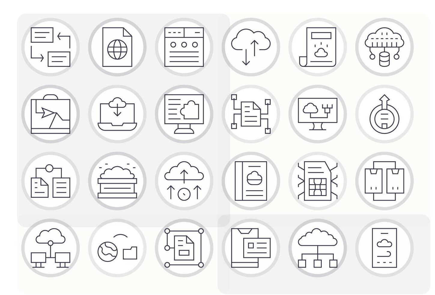 File Sharing Graphics featuring 24 Thin Line Pixel Optimized Retina Ready Designs vector