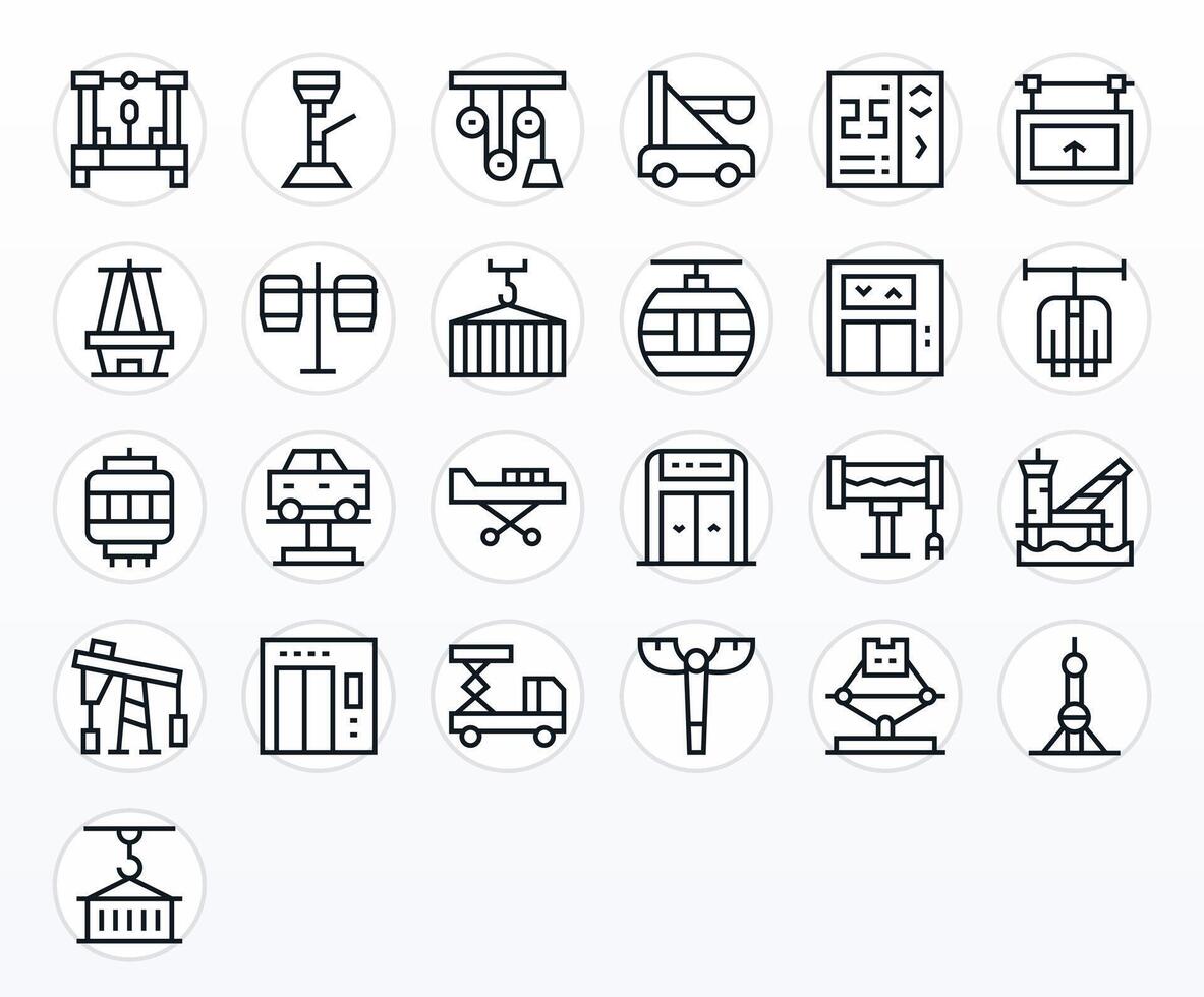 25 Icons for Lift optimized in Pixel Aligned 256x256 Regular Line resolution vector