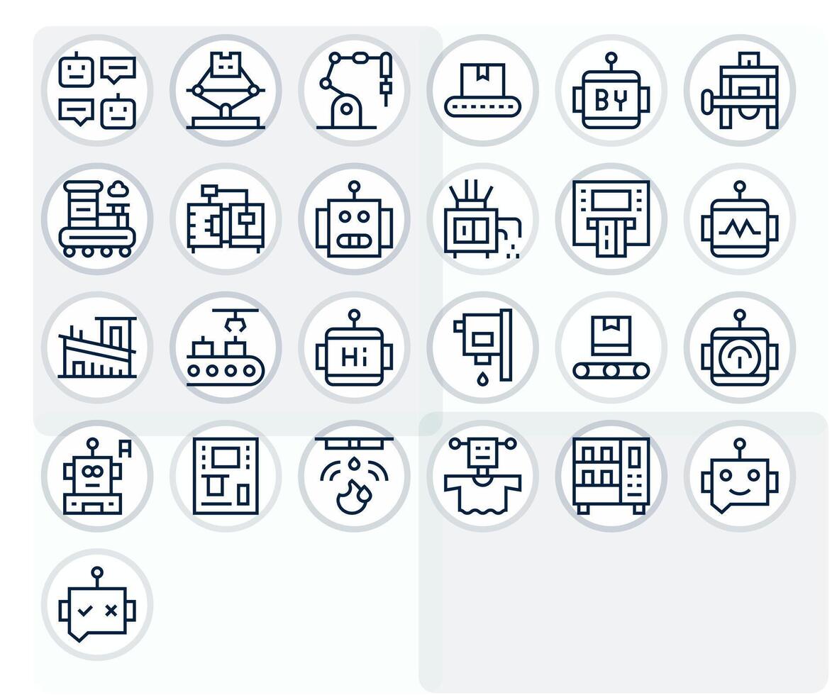 Automated 64x64 Icon Pack with 25 Regular Line Editable Elements vector