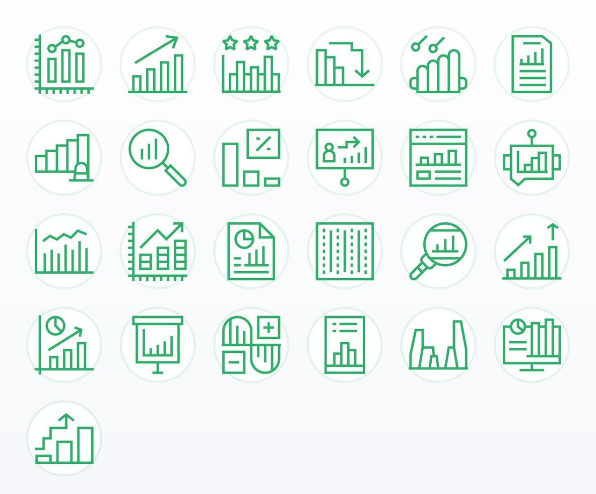 bar grafico visual paquete conteniendo 25 regular línea píxel optimizado íconos vector