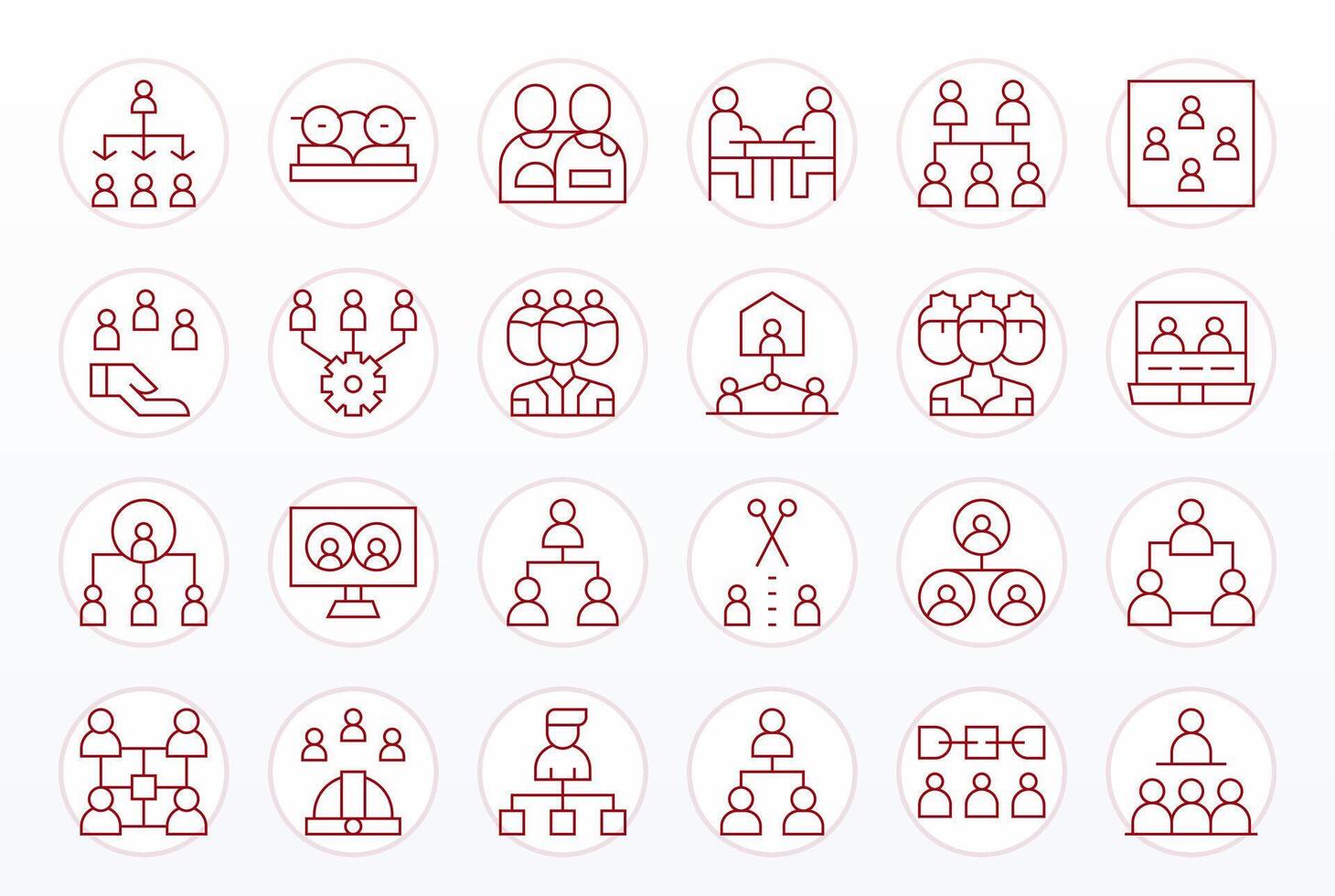 24 Thin Line Icons for Employees in crisp 64x64 Pixel Optimized resolution vector