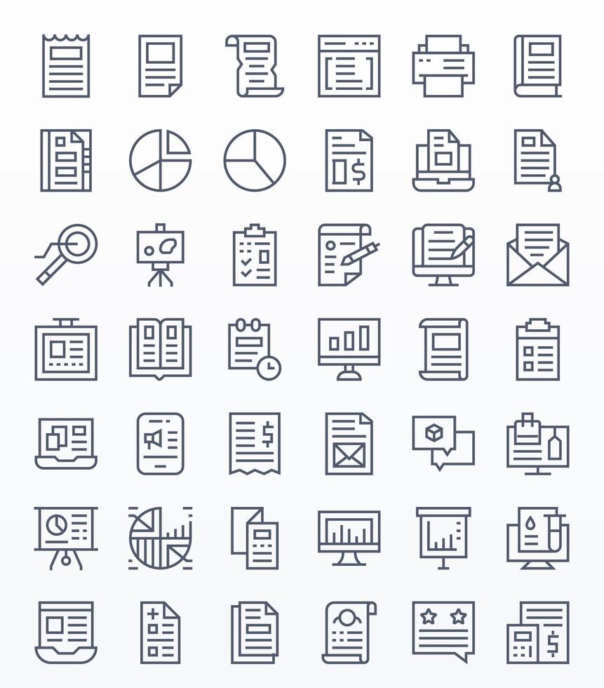 42 regular línea editable 128x128 íconos desde reporte suite vector