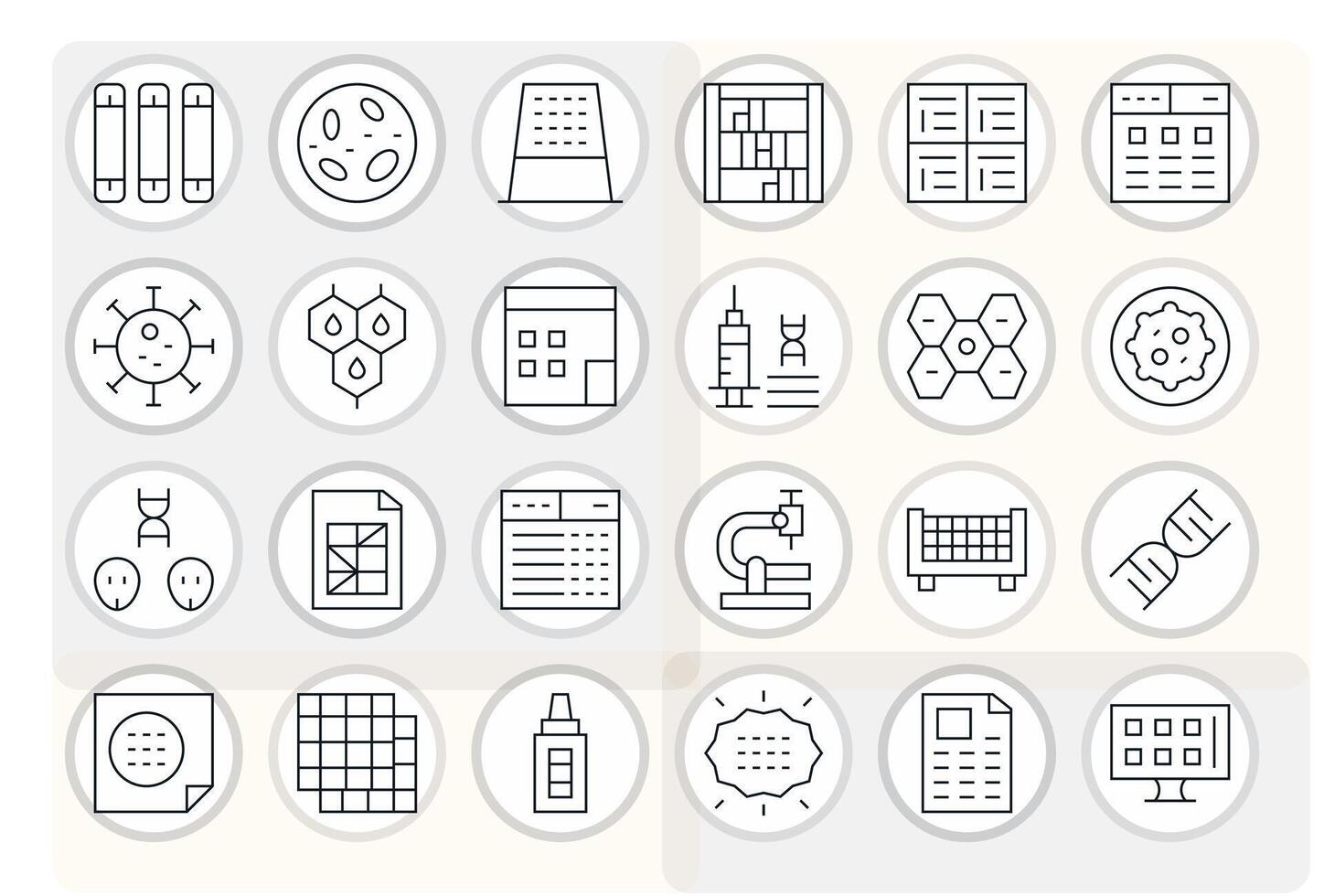 24 Thin Line Display Perfect 64x64 Icons from Cells Suite vector
