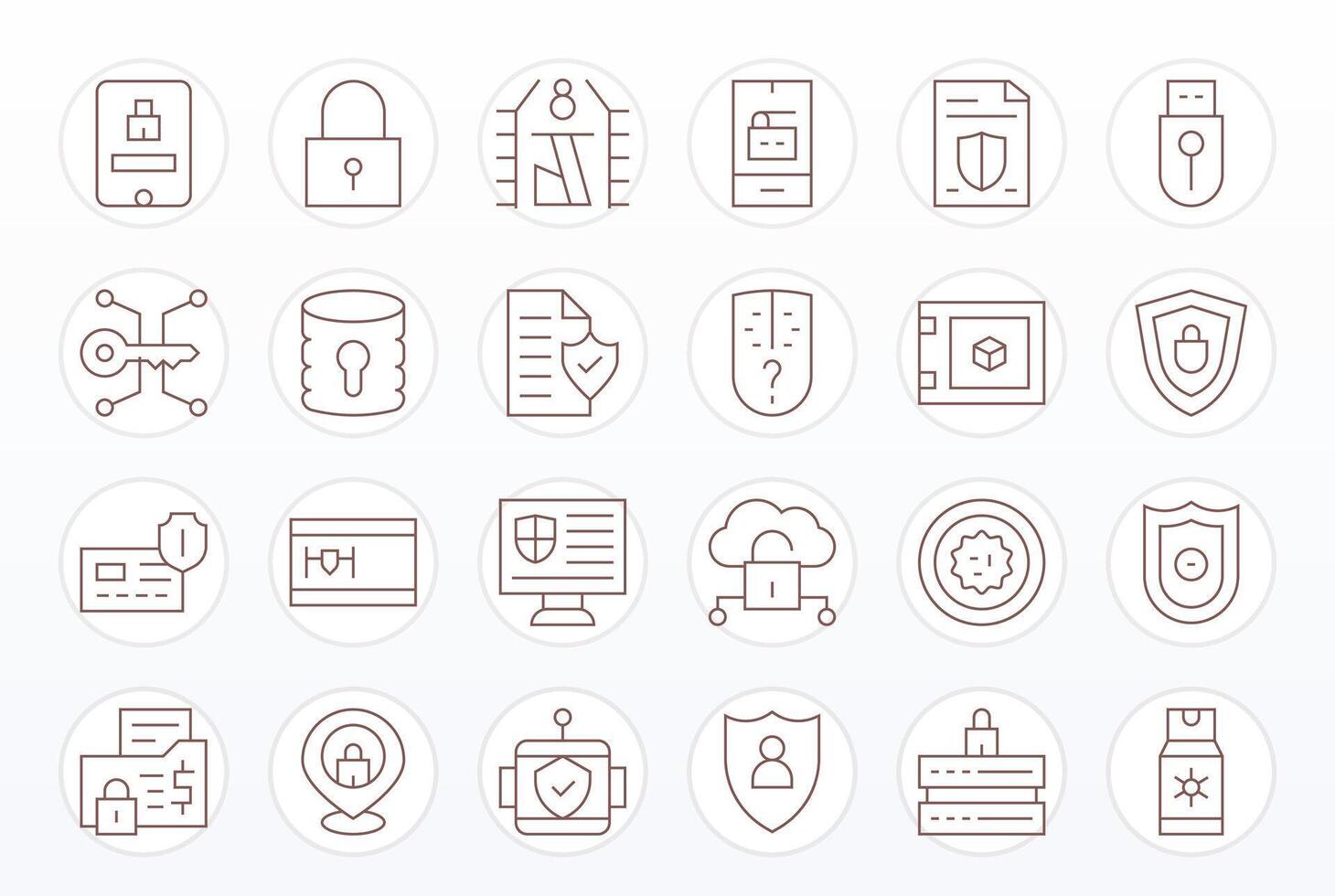 24 Thin Line Pixel Optimized Icons for Encrypted Graphics vector