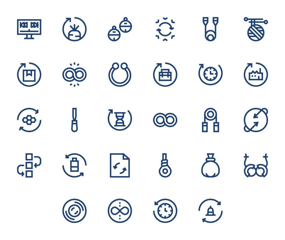 28 Bold Line PIXEL Perfect Icons crafted for Loop 128x128 applications vector