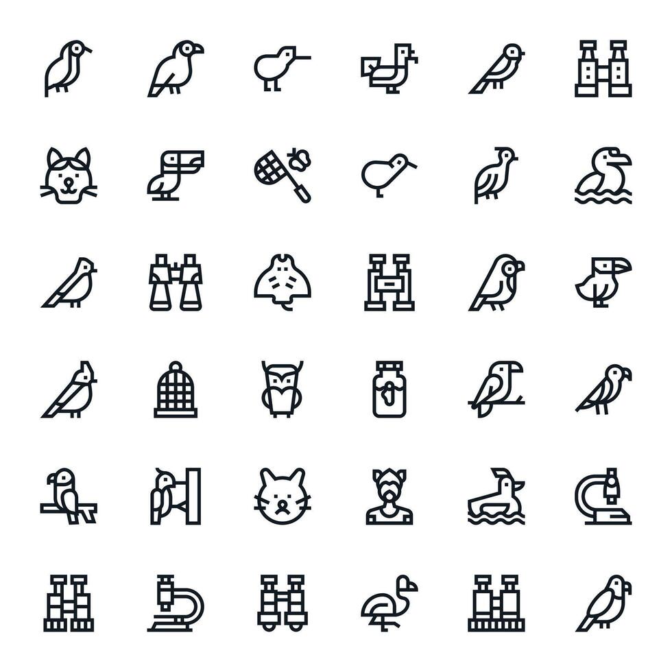 36 Icons for Zoology optimized in PIXEL Perfect High Resolution Bold Line resolution vector