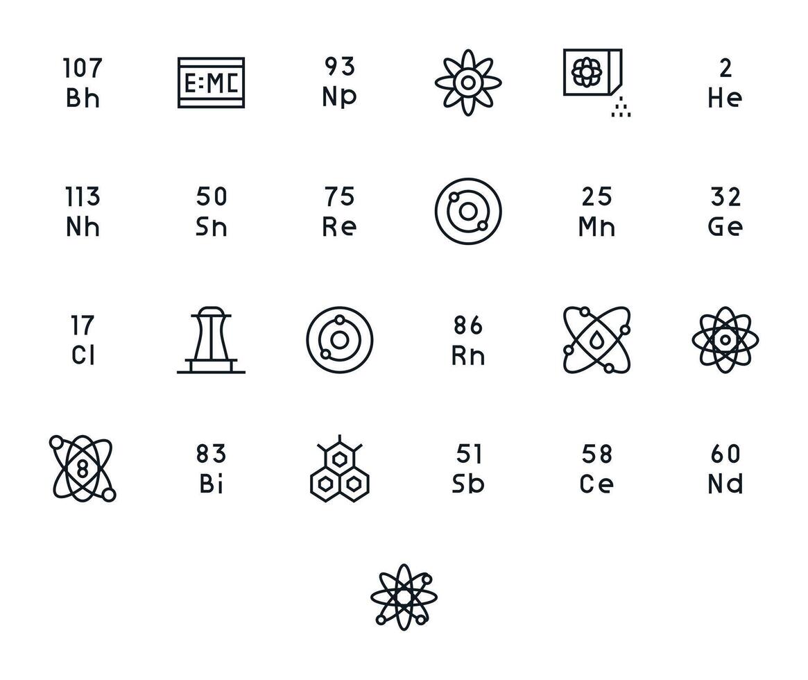 Atomic Ultimate Package with 25 Retina Ready Regular Line Display Perfect Icons vector